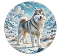 Siberian Husky Rundes 1000 Puzzle Animals Rundes Puzzle Familienpuzzle Schwieriges Großes Puzzle Pädagogisches Puzzle Für Erwachsene Und Kinder Reisegeschenke 1000pcs (67.5x67.5cm)