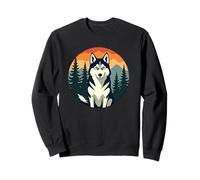 Siberian Husky Vintage Retro Mountains & Trees Felpa