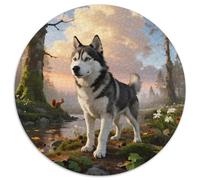 Siberian Husky1000 Pezzi Rotonda Puzzle Pet DogAdulti Bel Regalo Per Amici Di Famiglia Educativi Per Bambini Puzzle Difficile1000pcs (67.5x67.5cm)