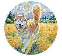 Siberian HuskyJigsaw Puzzles 1000 Piece for Adults Round Cute PetsCreative Challenging Toys Gift1000pcs (67.5x67.5cm)