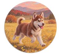 Siberian HuskyJigsaw Puzzles 1000 Pieces for Adults Kids Round Pet DogCreative Challenging Toys Gift1000pcs (67.5x67.5cm)