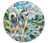 Siberian HuskyJigsaw Puzzles 1000 Pieces for Adults Round SpectacularCreative Challenge Toys Gift1000pcs (67.5x67.5cm)