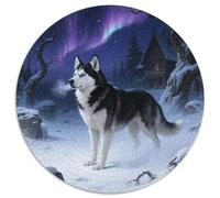 Siberian HuskyPuzzles 1000 Pieces for Adults Round Pet DogCreative Challenge Toys Gift1000pcs (67.5x67.5cm)