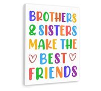 Siblings are Forever Friends Poster - Brothers and Sisters Wall Art Print, Family Bond Decor for Kids Room Nursery Shared Bedroom(Framed,12x18inch(30x45cm))