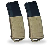 Sibo - Fondina in Gomma (Pack da 2) per Caricatore Softair AR/M4/M16 (STANAG/PMAG) - Silicone antiscivolo, estrazione rapida, compatibili Mid/Hi/Low/Real-Cap - Accessorio Softair - Grip Tattico (Tan)