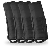 Sibo - Fondina in Gomma (Pack da 4) per Caricatore Softair AR/M4/M16 (STANAG/PMAG) - Silicone antiscivolo, estrazione rapida, compatibili Mid/Hi/Low/Real-Cap - Accessorio Softair - Grip Tattico (Nero)