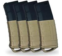 Sibo - Fondina in Gomma (Pack da 4) per Caricatore Softair AR/M4/M16 (STANAG/PMAG) - Silicone Antiscivolo, Estrazione Rapida, compatibili Mid/Hi/Low/Real-cap - Accessorio Softair - Grip Tattico (Tan)