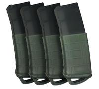 Sibo - Fondina in Gomma (Pack da 4) per Caricatore Softair AR/M4/M16 (STANAG/PMAG) - Silicone antiscivolo, estrazione rapida, compatibili Mid/Hi/Low/Real-Cap - Grip Tattico (Verde)