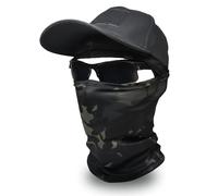 Sibo - Set Outdoor (3 Pezzi): Berretto tattico con Velcro + Occhiali Outdoor + Balaclava Elastico e Traspirante per Airsoft, Paintball, Caccia, Trekking, Ciclismo, Running, Sci (Nero)