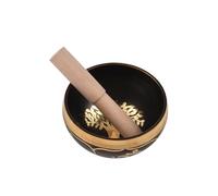 SIBOMTEX - Campana tibetana tibetana fatta a mano, 9,5 cm, per musicoterapia, rituale, in ottone, con percussore in legno, per yoga, chakra, guarigione, consapevolezza