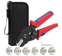 SIBOMTEX - Kit di crimpatura con borsa, pinza crimpatrice a cricchetto con 6 matrici intercambiabili, gamma di crimpatura regolabile, pinza crimpatrice multifunzione per diversi tipi di terminali a