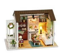 SIBOMTEX - Kit fai da te per casa delle bambole in miniatura, realistico, mini 3D, in legno, con mobili e luci LED, per la festa dei bambini