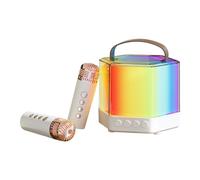 SIBOMTEX - Mini microfono e altoparlanti per karaoke, set con 2 microfoni RGB con luce colorata e microfono portatile, per feste di Bthday, desktop, sistema karaoke