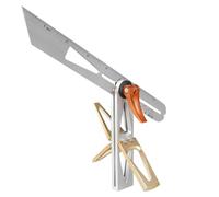 Sibomtex - Righello per la lavorazione del legno, resistente, a forma di T, multi-angolo, in acciaio inossidabile, righello mobile a coda di rondine per falegname