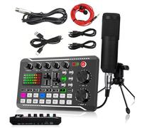 SIBOMTEX - Set di microfoni per podcast, microfono a condensatore BM-800 con scheda audio live F998, set di apparecchiature per podcast con funzioni di cambio vocale e mixer per registrazione e