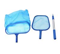 Sibomtex - Set di retine per piscina con 1 rete per raccogliere foglie profonde, 1 rastrello per foglie con borsa a rete, 1 strumento di pulizia per pali in alluminio per piscine e spa (rastrello
