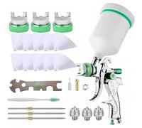 Sibomtex - Set professionale di utensili gravitazionali da 1,41,72,0 mm, ugelli per vernice automobilistica, con tazza di colore da 600 cc e 10 fogli di carta per rivestimento a cono