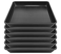 Sibosen Confezione da 6 sottovasi quadrati per piante, in plastica, 30 cm, per vasi da fiori, per interni ed esterni, senza fori, per piante da giardino, colore nero