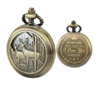 Sibosun, orologio da tasca, regalo di compleanno, laurea, da uomo a fratello, cervo e renna, personalizzabile 2. Personalized Engraved To My Son
