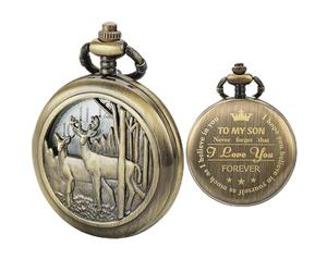 Sibosun, orologio da tasca, regalo di compleanno, laurea, da uomo a fratello, cervo e renna, personalizzabile 2. Personalized Engraved To My Son