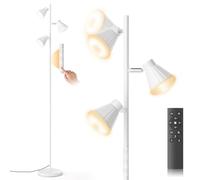 SIBRILLE Lampada da Terra Salotto, 36W 3000lm Piantana Lampada da Terra con Telecomando, 3000K-6500K 3 Luci Moderna Lampade da Terra Dimmerabile Lettura per Soggiorno Camera da letto Ufficio, Bianco