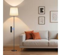 SIBRILLE Lampada da Terra Salotto, 9W con Telecomando e Interruttore a Pedale, 3000K-6000K Lampada da Lettura LED con E27 Lampadina, Lampade da Terra per Camera da Letto e Ufficio, Paralume in Lino