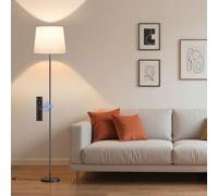 SIBRILLE Lampada da Terra Salotto, 9W con Telecomando& Interruttore a Pedale, 3000K-6000K Lampada da Lettura con E27 Lampadina, Lampade da Terra per Camera da Letto e Ufficio, Paralume Plissettato