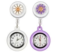 SibyTech Orologio da taschino per infermiere, con clip e retrattile, orologio medico da tasca per uomini e donne, puntatore che si illumina al buio, design per controllo delle infezioni, orologio da