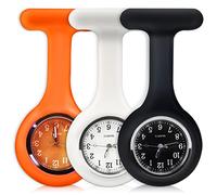 SibyTech Set di 3 spille per orologio da infermiera,silicone con spilla/clip,design per il controllo delle infezioni,fob watch polso con spilla medica infermiere medico, arancione bianco e nero