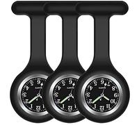 SibyTech Set di 3 spille per orologio da infermiera, silicone con spilla/clip, design per il controllo delle infezioni,fob watch polso con spilla medica infermiere medico, Bianco Rosso Nero