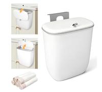 SICANAUO Pattumiera sospesa con coperchio, 12 l/3,2 gallon, cassetta da cucina, compost da parete con 5 rotoli di sacchi della spazzatura, cestino per rifiuti alimentari, per sotto il lavandino