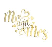Sicheii Adesivo da parete a specchio con scritta "Mr and Mrs", rimovibile, per camera da letto, per coppie, con scritta "Mr & Mrs", adesivo da parete in acrilico 3D, adesivo da parete per matrimonio,