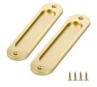 Sicheii Confezione da 2 Maniglie per Porte Scorrevoli da Fienile, 15 cm, Maniglia per Porta Scorrevole, per Porta da Incasso, Stile Rustico, ad Angolo Rotondo, per Armadi, Cassetti, Armadi (Oro)