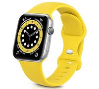 Sichy Cinturino Compatibile con Apple Watch 38mm/40mm /41mm/ 42 mm/44mm/45mm, Cinturini da Polso sostitutivi in Silicone compatibili con iWatch Series7/6/5/4/3/2/1/SE,44mm/42mm M/L,Giallo Mango