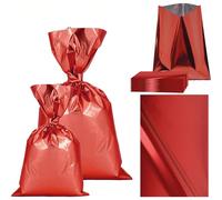 Sicignano | 50 Buste Regalo Metallizzate, Taglia Unica, Lucide - Confezione, Sacchetto, Regalo, Natale, Festa (Rosso, 20x35)