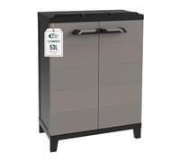 Sicignano Armadio Raccolta Differenziata in Plastica Riciclata per Interno ed Esterno con 2 Ante e Ripiani di Sicurezza - Antracite/Grigio Tortora 66x40x172 cm