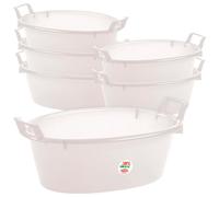 Sicignano | Bacinella Ovale in Polietilene - Idonea al Contatto Alimentare - Multiuso Cucina, Lavanderia, Giardinaggio e Pulizie Domestiche - Resistente, Leggera e Colorata (Neutro, 6, 80 cm)