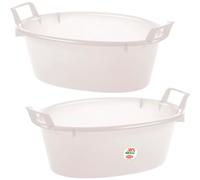 Sicignano | Bacinella Ovale in Polietilene - Idonea al Contatto Alimentare - Multiuso Cucina, Lavanderia, Giardinaggio e Pulizie Domestiche - Resistente, Leggera e Colorata (Neutro, 2, 70 cm)