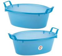 Sicignano | Bacinella Ovale in Polietilene - Idonea al Contatto Alimentare - Multiuso Cucina, Lavanderia, Giardinaggio e Pulizie Domestiche - Resistente, Leggera e Colorata (Azzurro, 2, 65 cm)