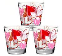 Sicignano | Bicchiere Acqua Nadia 250 ml Confezione da 3 Pezzi, Vetro Decorato Heart to Heart, Lavabile in Lavastoviglie, Adatto al Contatto con Alimenti