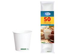 Sicignano Bicchieri Monouso in Carta per Caffè 180 ml, Bicchierini Bianchi per Pausa Ristoro, Macchinetta e Bar (50 pz)