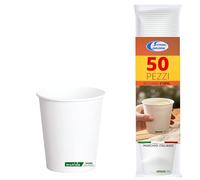 Sicignano Bicchieri Monouso in Carta per Distributore 210 ml, Bicchieri Bianchi per Pausa Caffè, Eventi e Feste (50 pz)