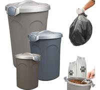 Sicignano | Bidone con Coperchio Tom 46 Litri Tortora con Maniglie e Chiusura con Clip, Ideale per Cibo per Cani Gatti, Adatto a Raccolta Rifiuti - 44.5x40x61h cm, Contenitore Grande Leggero