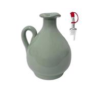 Sicignano | Brocca Olio Oliera Terracotta 250 ml, Colorata Decorata a Mano, Omaggio Beccuccio Versatore, Contenitore per Olio Aceto, Ampolla Dosatrice per Olio Oliva, Made in Italy (Colorata)