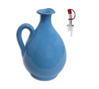Sicignano | Brocca Olio Oliera Terracotta 500 ml, Colorata Decorata a Mano, Omaggio Beccuccio Versatore, Contenitore per Olio Aceto, Ampolla Dosatrice per Olio Oliva, Made in Italy (Colorata)