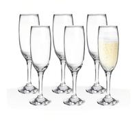 Sicignano | Calice Flute Emperador 21.5 cl, Set 6 Pezzi, Vetro Trasparente, Altezza 21 cm, Lavabili in Lavastoviglie