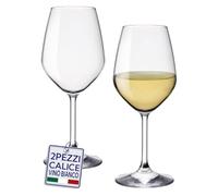 Sicignano Calice Vino D ivino in Vetro Sottile Made in Italy, Eleganti e Trasparenti, Lavabili in Lavastoviglie (2, Vino bianco)