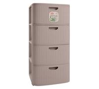 SICIGNANO CASALINGHI Cassettiera Domus 4 Cassetti in Plastica Riciclata 100% ? Made in Italy ? Colori Moderni ? Mobiletto Salvaspazio 40x40x80h cm per Casa, Camera, Ufficio (Greige)