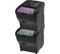 Sicignano Casalinghi Ingrosso Casalinghi Arredo Giardino Hotellerie | Pattumiera Ufficio, 2 Pezzi x 20 lt, Nero, Coperchio Colorato, Plastica - Smaltimento Rifiuti