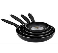 Sicignano Casalinghi Ingrosso Casalinghi Arredo Giardino Hotellerie Vulcano Set di 4 Padelle Antiaderenti in Alluminio, Manici 12-20cm, Diametri 16-28cm, Made in Italy, Nero (6, SET 4 PZ)